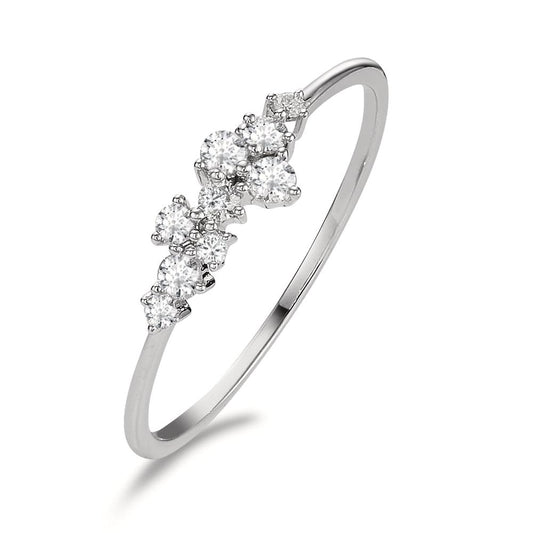 Ring 750/18K krt witgoud Diamant 0.15 ct, 9 Steen, w-si