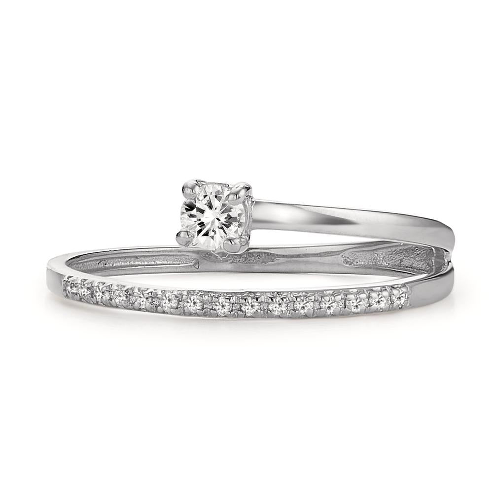 Bague Or blanc 18K Diamant 0.18 ct, 16 Pierres, w-si