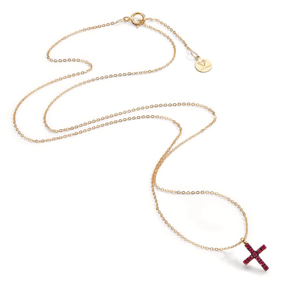 Collier 750/18K geel goud Robijn 10 Steen 40-42 cm