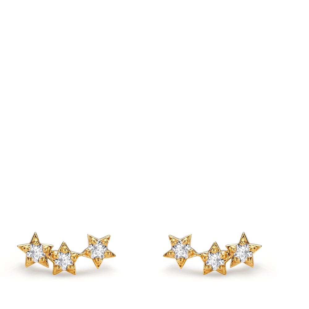 Clous d'oreilles Or jaune 18K Diamant 0.11 ct, 6 Pierres, w-si