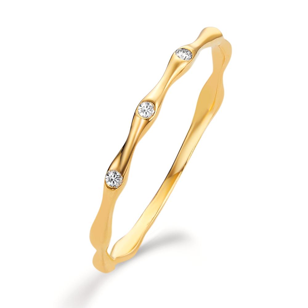 Fingerring 750/18 K Gelbgold Diamant 0.033 ct, 3 Steine, w-si