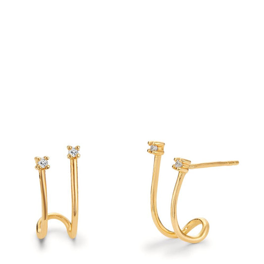 Clous d'oreilles Or jaune 18K Diamant 0.04 ct, 4 Pierres, w-si