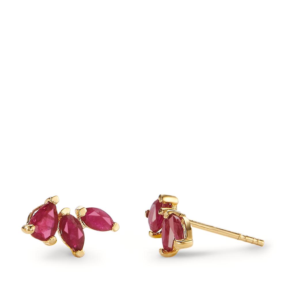 Clous d'oreilles Or jaune 18K Rubis 6 Pierres