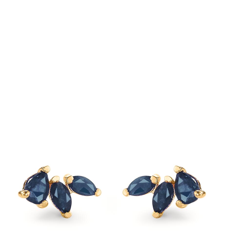 Clous d'oreilles Or jaune 18K Saphir 6 Pierres