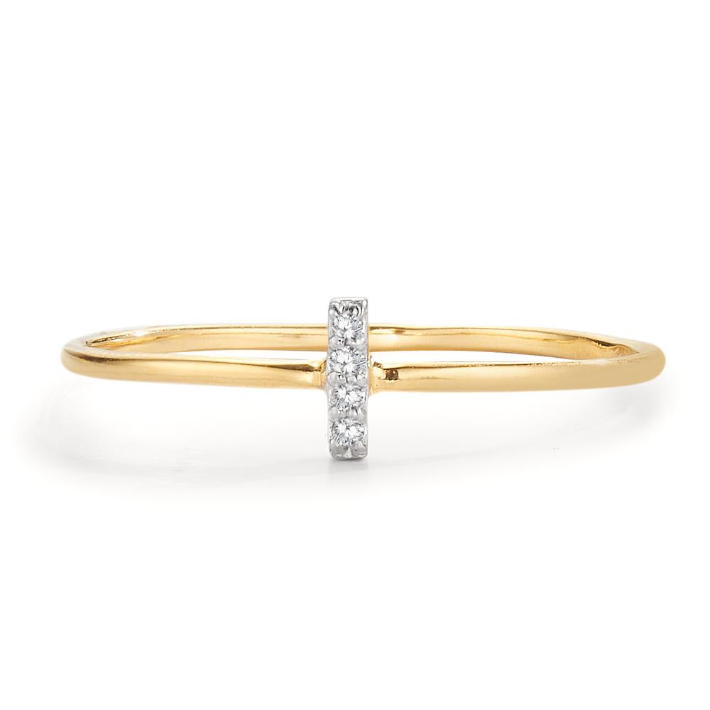 Ring 750/18 krt geel goud Diamant 0.033 ct, 4 Steen, w-si