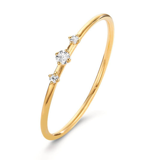 Fingerring 750/18 K Gelbgold Diamant 0.05 ct, 3 Steine, w-si