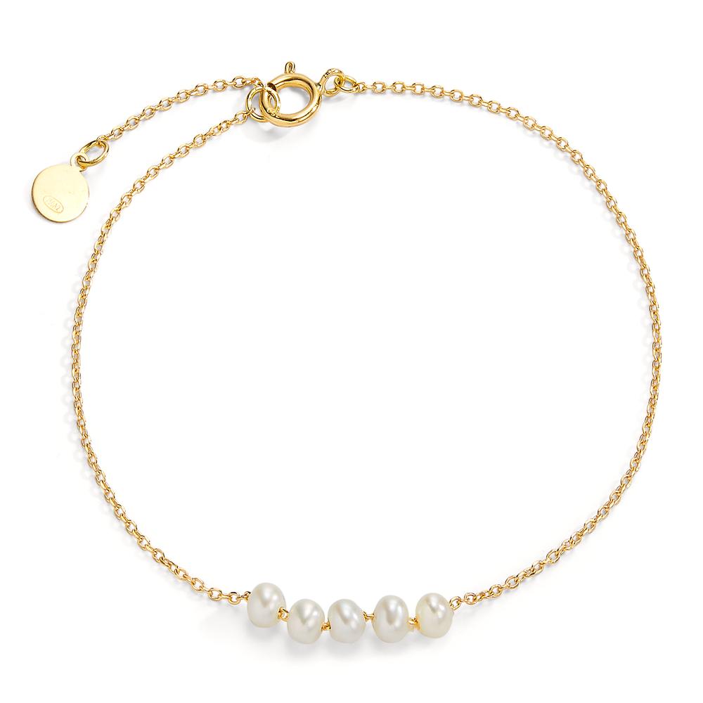 Armband 750/18 krt geel goud zoetwater Parel 16-18 cm