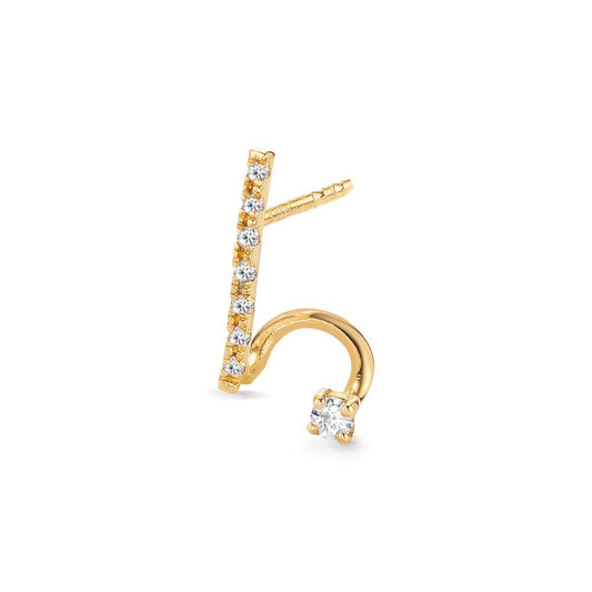 Clous d'oreille à l'unité Or jaune 18K Diamant 0.063 ct, 8 Pierres, w-si