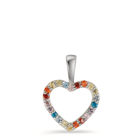 Pendentif Argent Zircone coloré Rhodié Coeur