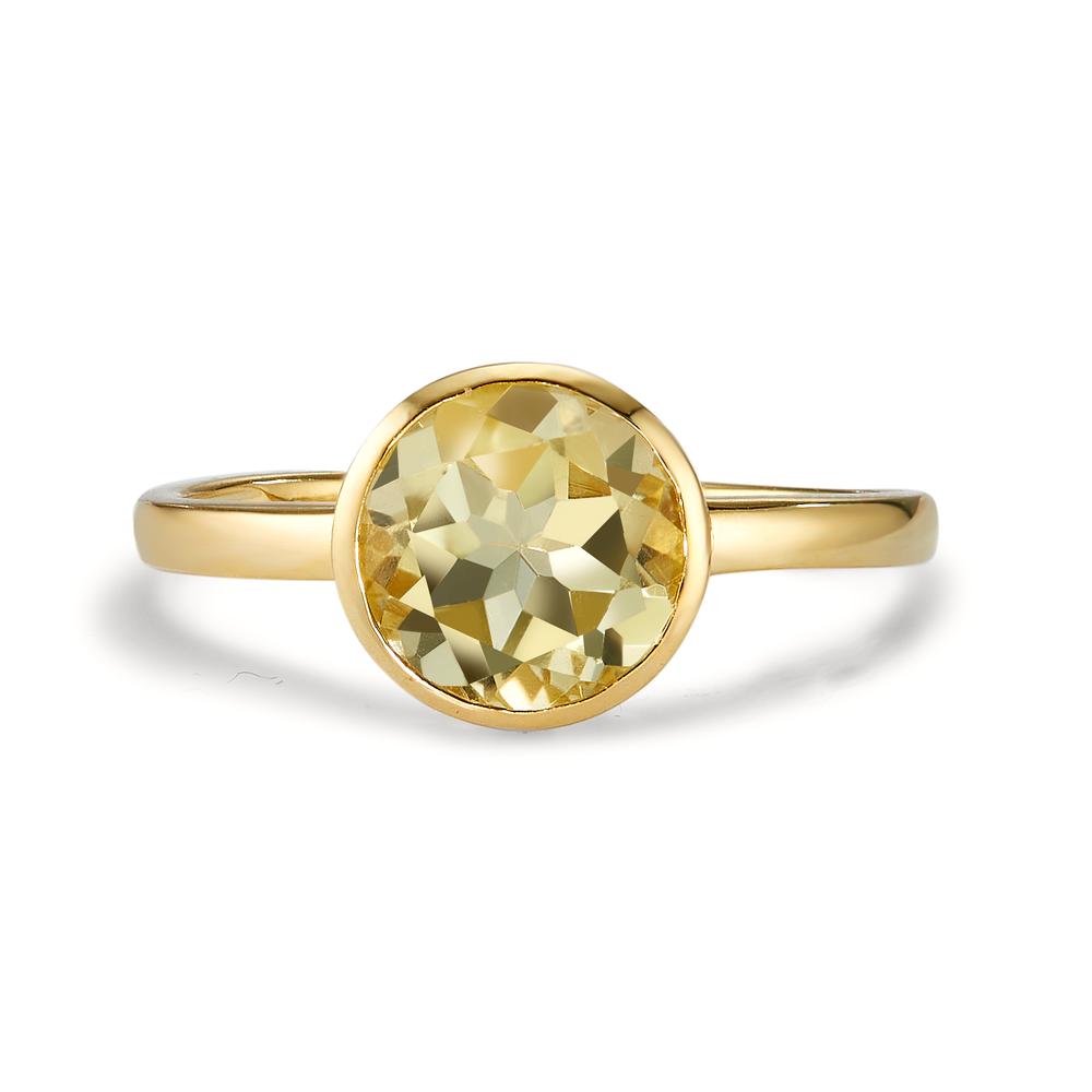 Bague Argent Quartz jaune jaune Plaqué or Ø9 mm