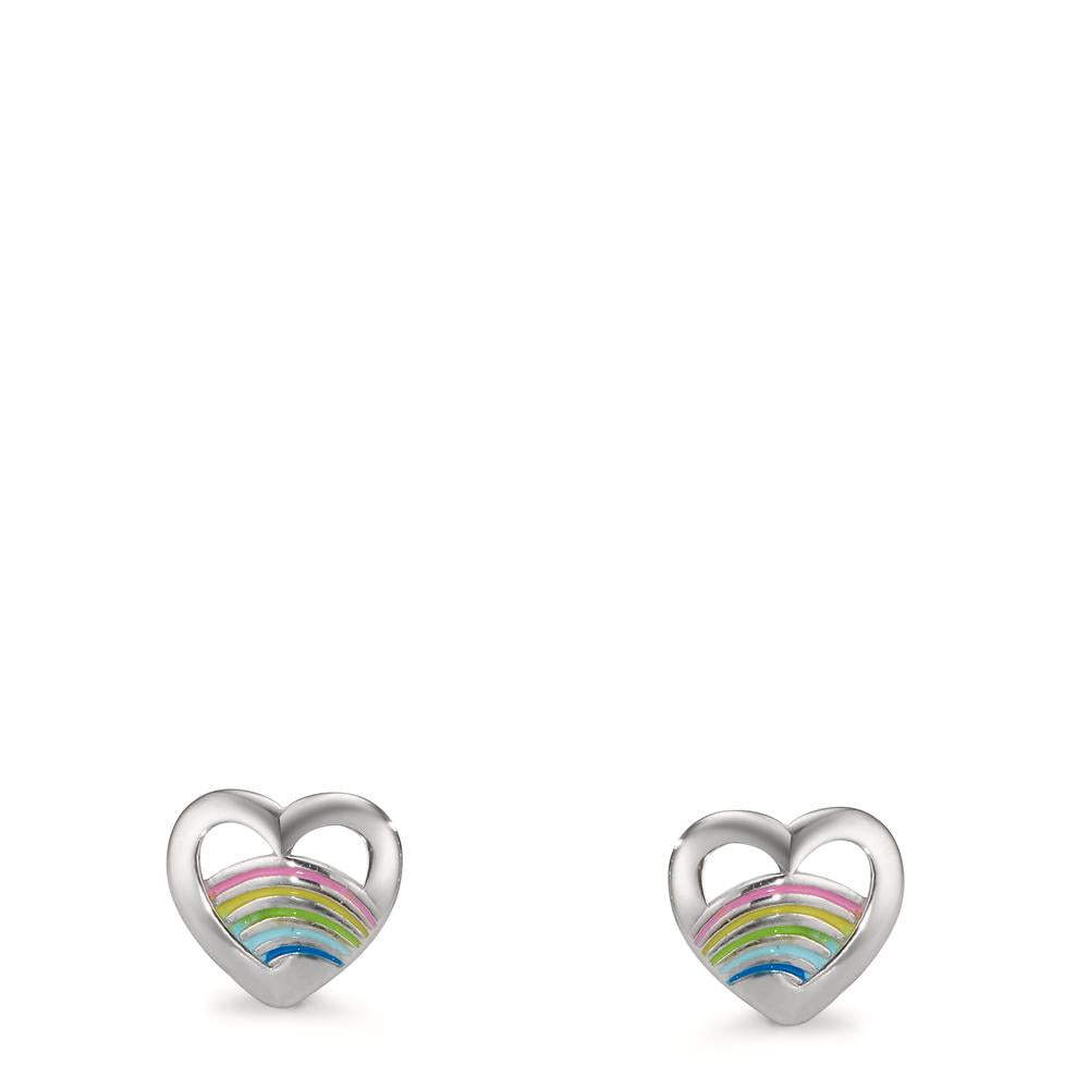 Clous d'oreilles Argent Rhodié Coeur Ø7.5 mm