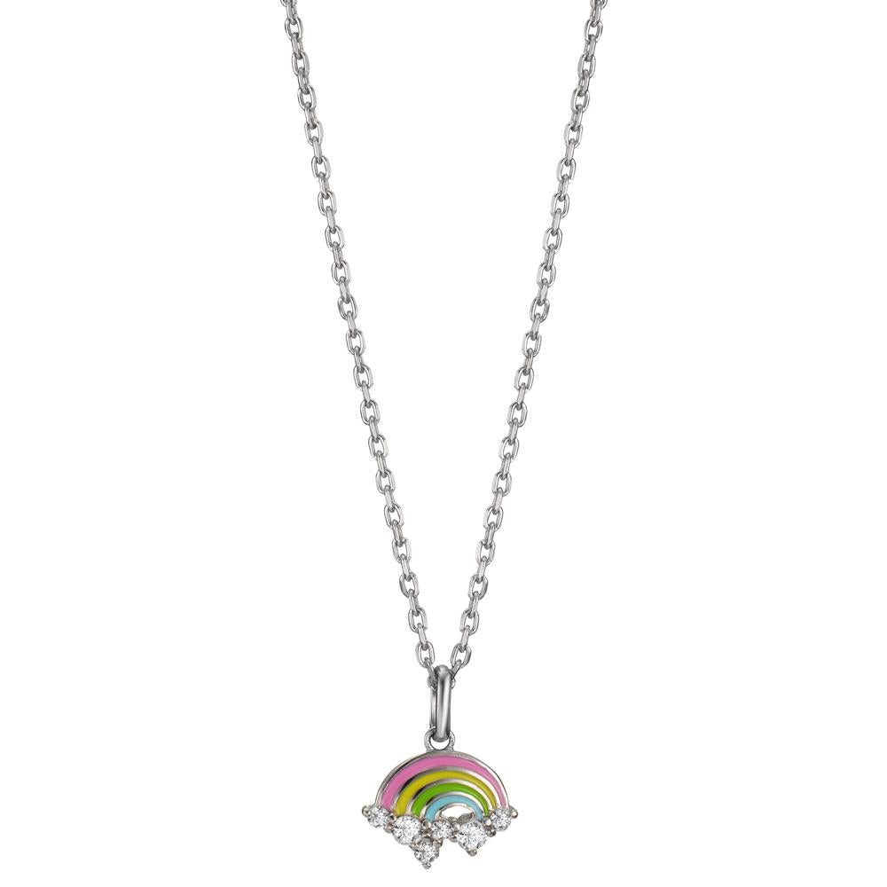 Chaînette avec pendentif Argent Zircone 6 Pierres Rhodié 36-38 cm