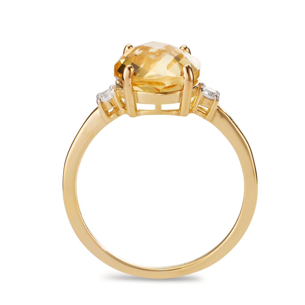 Fingerring 375/9 K Gelbgold Citrin, Zirkonia 2 Steine