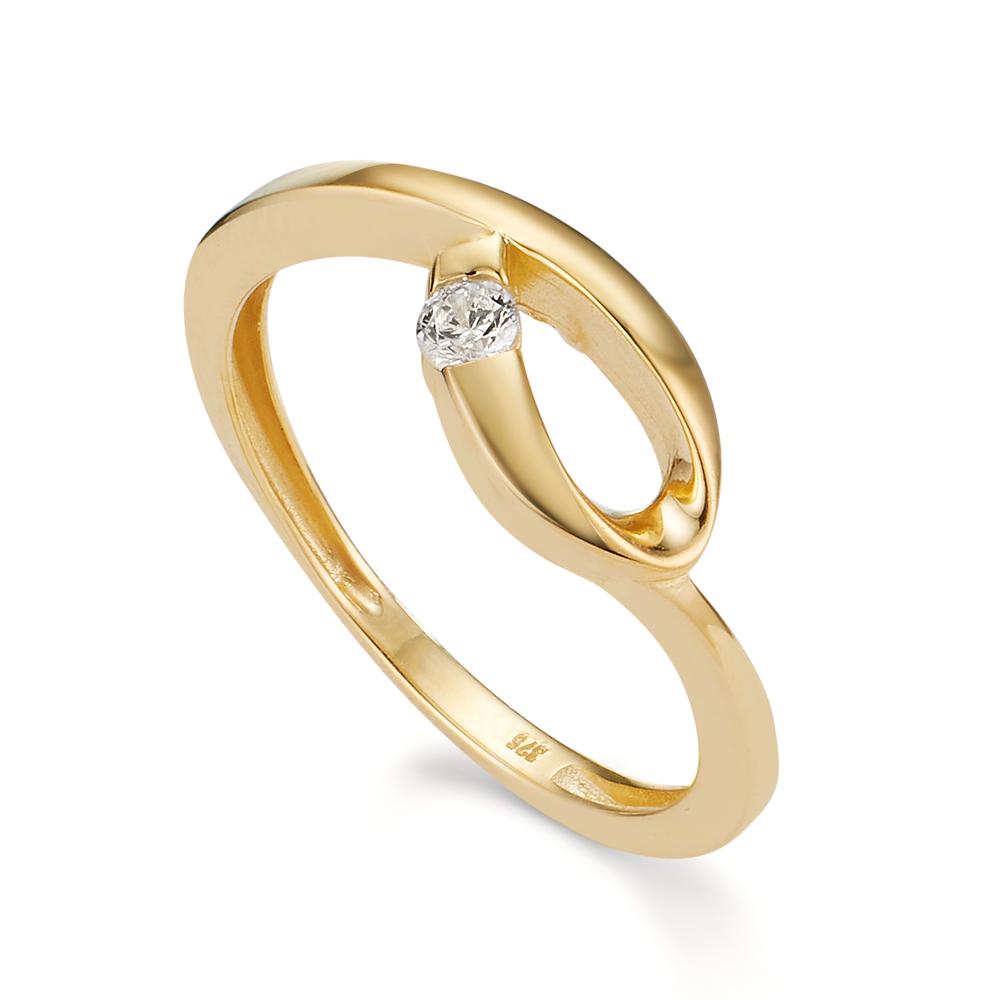 Ring 375/9 krt geel goud Zirkonia