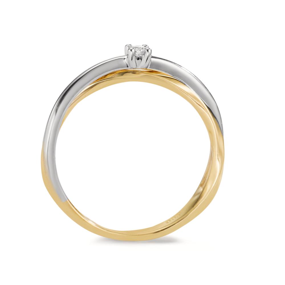 Fingerring 375/9 K Gelbgold, 375/9 K Weissgold Diamant 0.03 ct, w-si