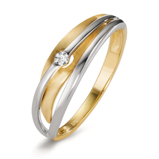 Bague Or jaune 9K, Or blanc 9K Diamant 0.04 ct, w-si