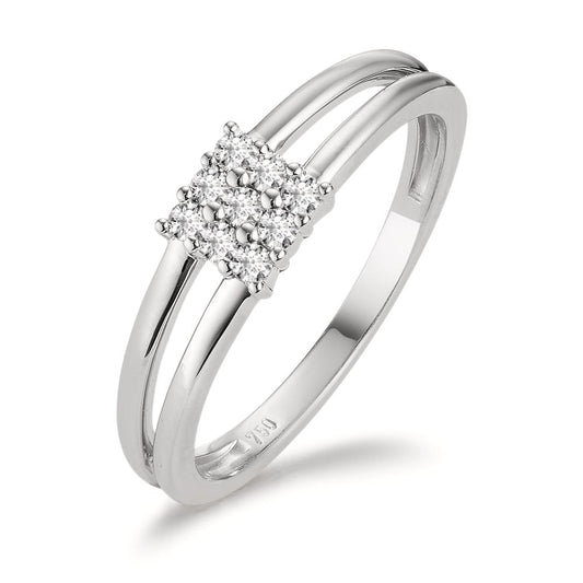 Bague Or blanc 18K Diamant 0.18 ct, 9 Pierres, w-si