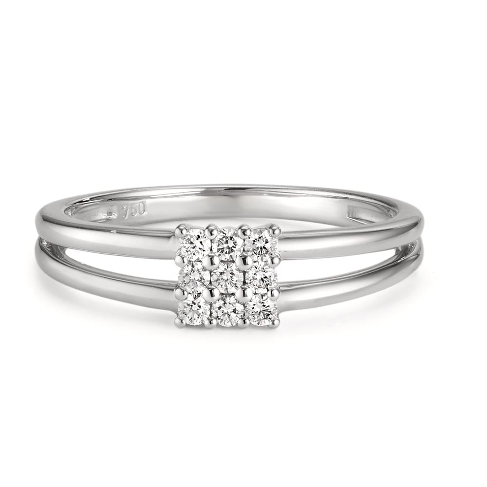 Ring 750/18K krt witgoud Diamant 0.18 ct, 9 Steen, w-si