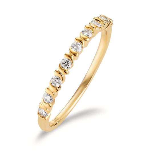 Memory Ring 750/18 K Gelbgold Diamant 0.22 ct, 9 Steine, w-si