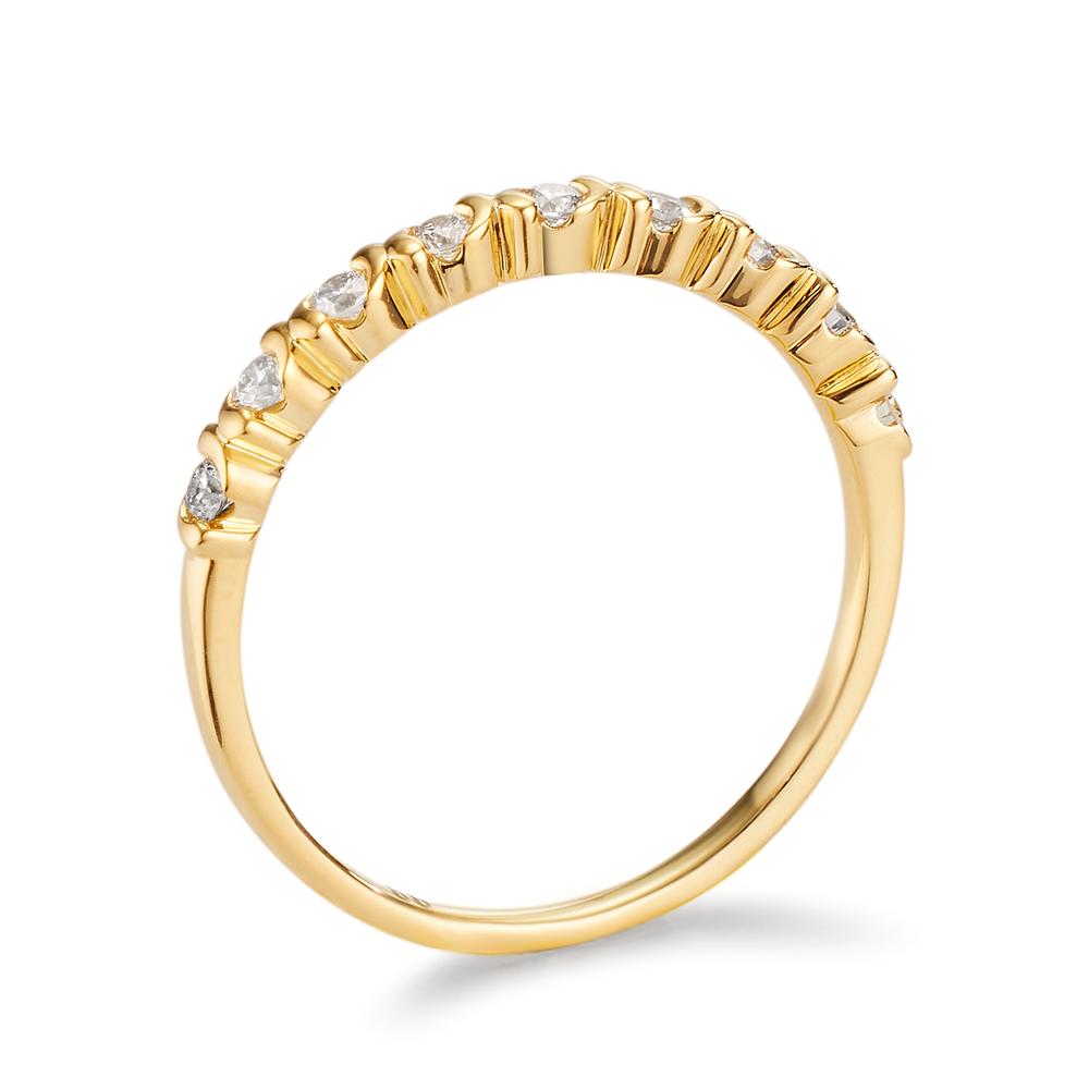 Memory ring 750/18 krt geel goud Diamant 0.22 ct, 9 Steen, w-si