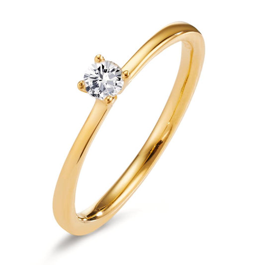 Solitaire ring 750/18 krt geel goud Diamant 0.15 ct, w-si