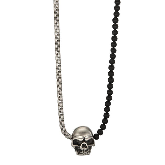 Collier Edelstahl Achat Totenkopf Ø4 mm