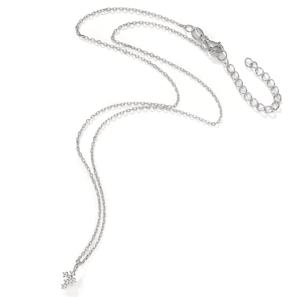 Collier Zilver Zirkonia 6 Steen Gerhodineerd Kruis 40-45 cm