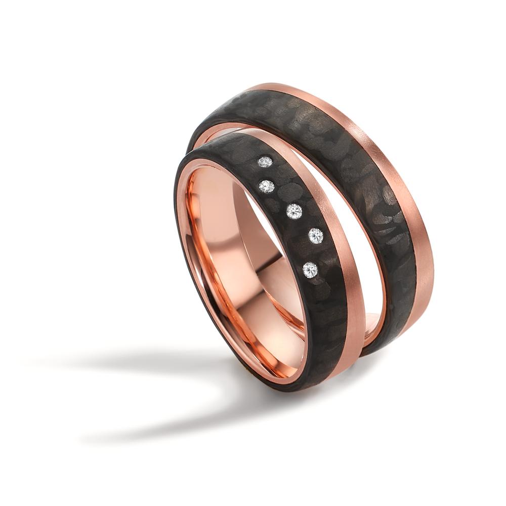 Partnerring 750/18 krt rood goud, Carbon