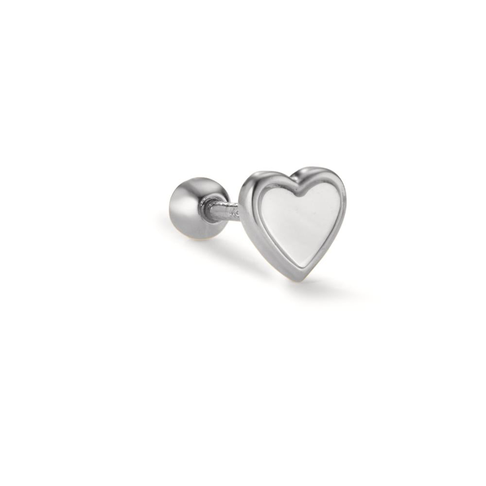 Piercing Argent Rhodié nacre Coeur Ø5.3 mm