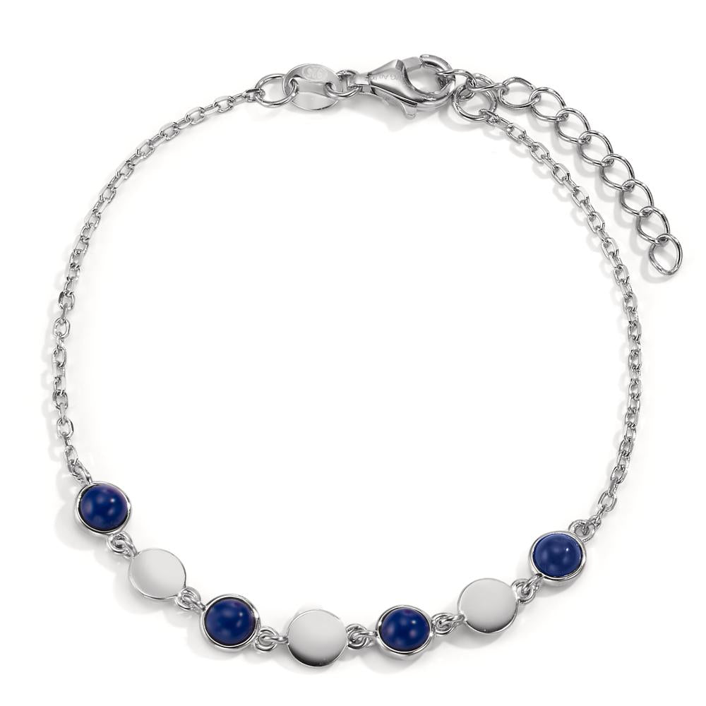 Armband Zilver Lapis Lazuli 4 Steen Gerhodineerd 16-19 cm