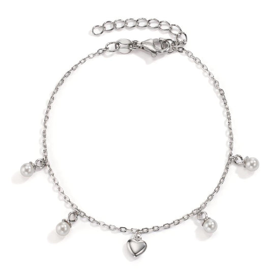 Bracelet Argent Rhodié Coeur 16-19 cm