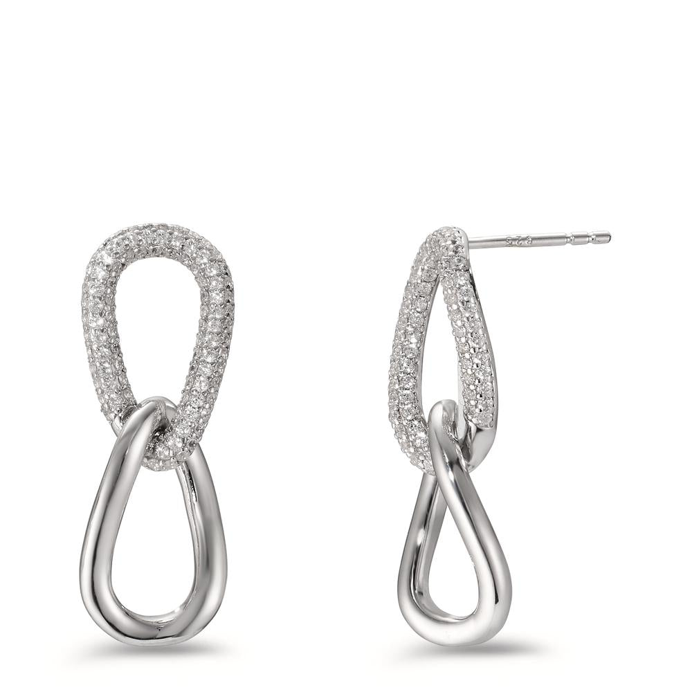 Pendant d'oreilles Argent Zircone Rhodié