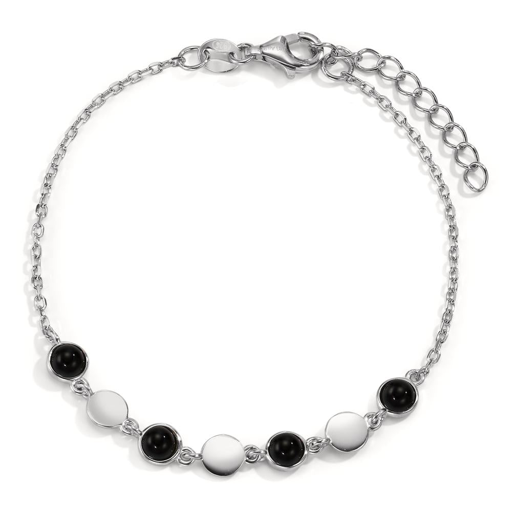 Bracelet Argent Onyx 4 Pierres Rhodié 16-19 cm