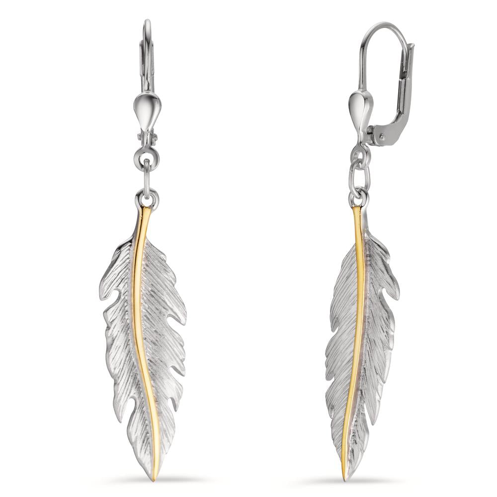 Pendant d'oreilles Argent jaune Rhodié Plume