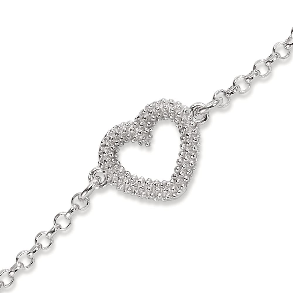 Bracelet Argent Rhodié Coeur 17-19 cm