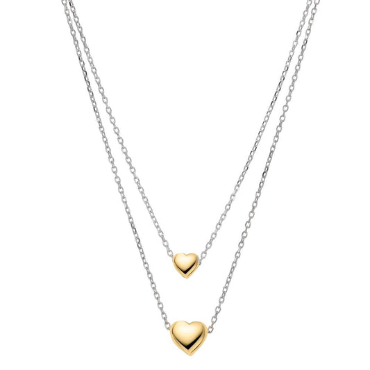 Collier Zilver Geel Bi-color Hart 40-45 cm