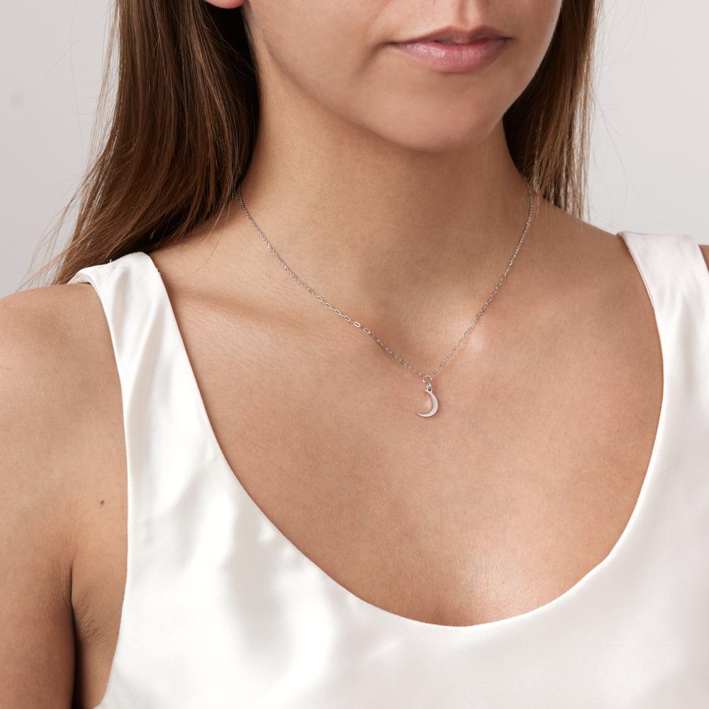 Collier Zilver Gerhodineerd Maan 39-43 cm