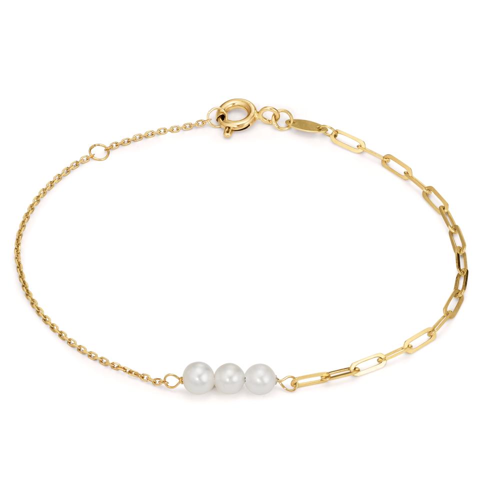 Armband 375/9 krt geel goud zoetwater Parel 17-18.5 cm