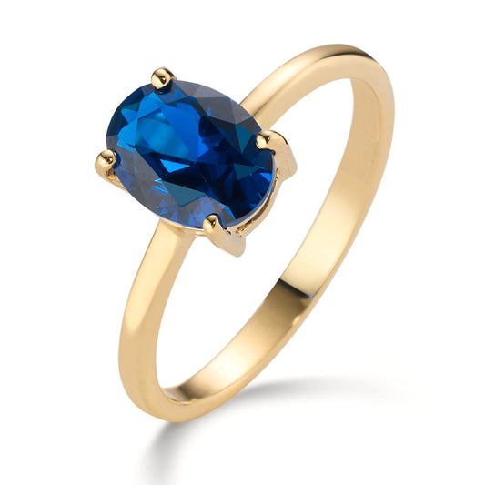 Fingerring 585/14 K Gelbgold Zirkonia blau