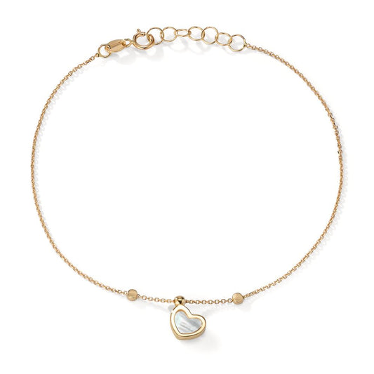 Bracelet Or jaune 14K nacre Coeur 17-19 cm