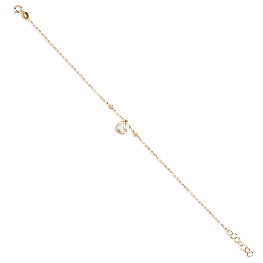 Bracelet Or jaune 14K nacre Coeur 17-19 cm