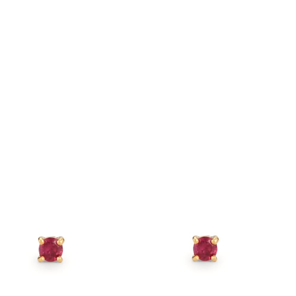 Clous d'oreilles Or jaune 9K Rubis 2 Pierres Ø2 mm