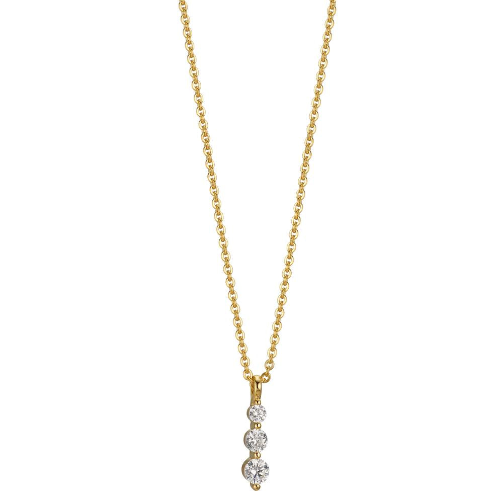 Collier 375/9 krt geel goud Zirkonia 3 Steen 42 cm