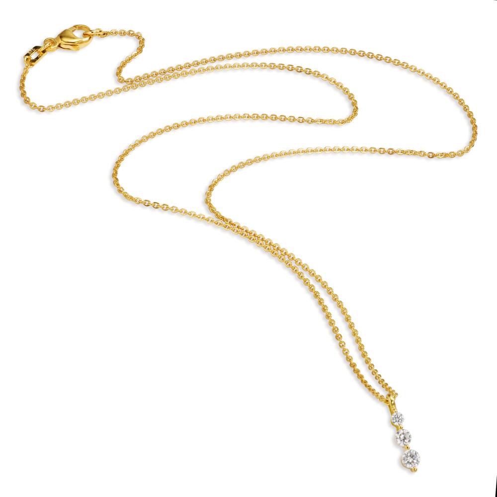 Collier 375/9 krt geel goud Zirkonia 3 Steen 42 cm