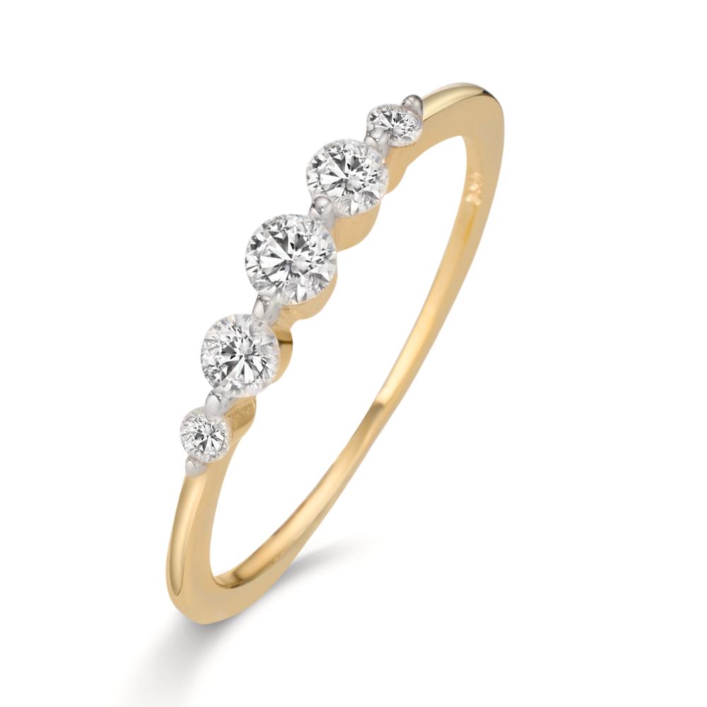 Fingerring 375/9 K Gelbgold Zirkonia 5 Steine