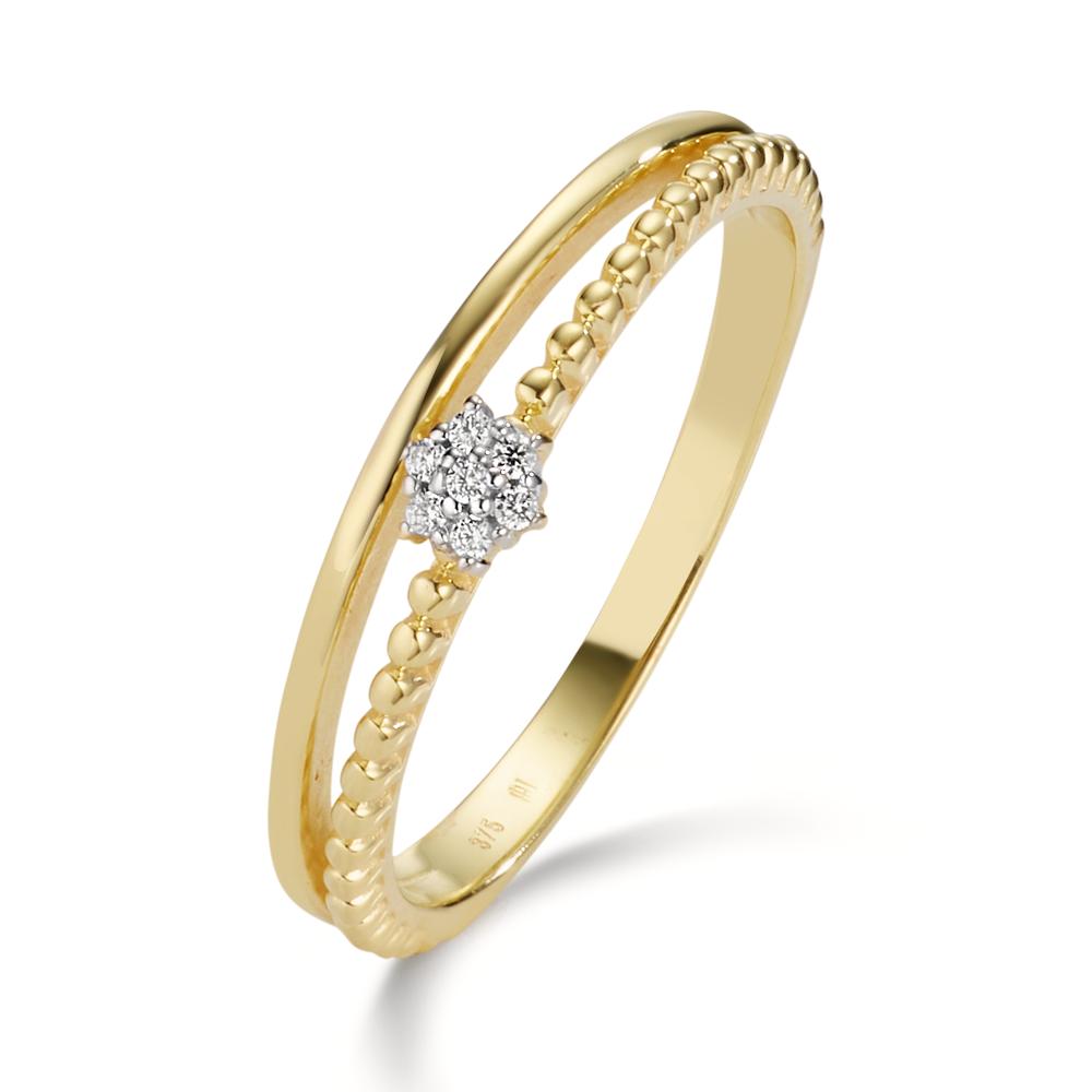 Fingerring 375/9 K Gelbgold Zirkonia 7 Steine