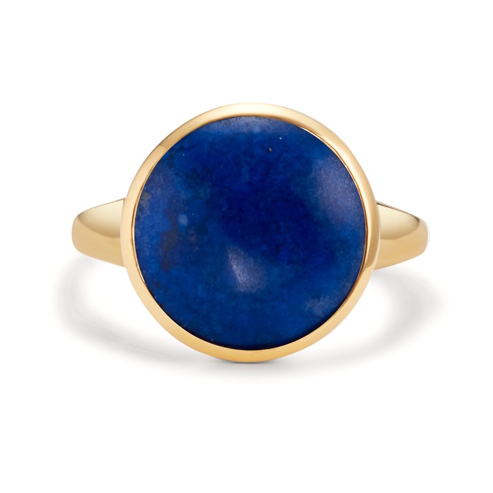 Fingerring Silber Lapislazuli gelb vergoldet