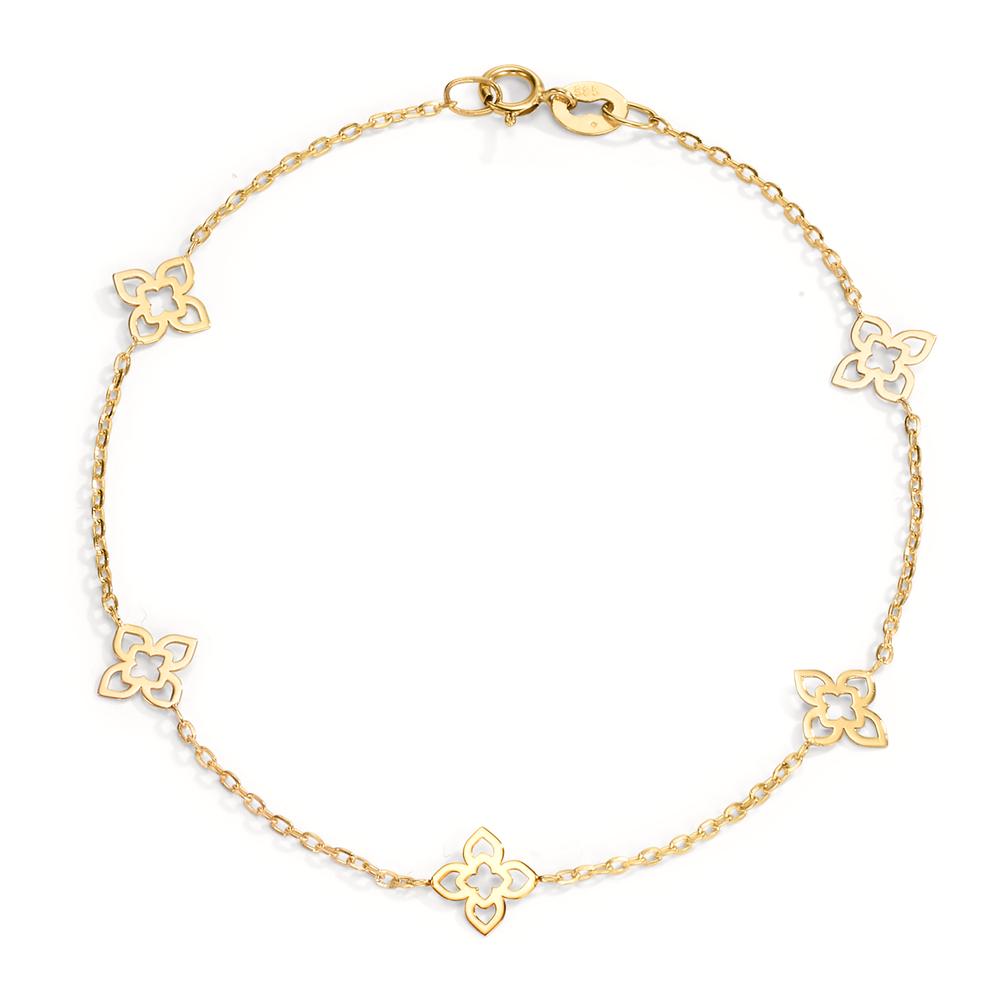 Bracelet Or jaune 14K Fleur 18 cm