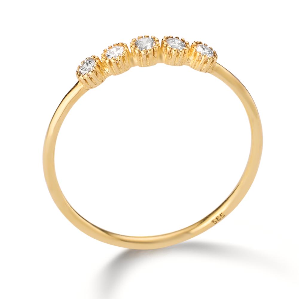 Fingerring 585/14 K Gelbgold Diamant 0.125 ct, 5 Steine, w-si