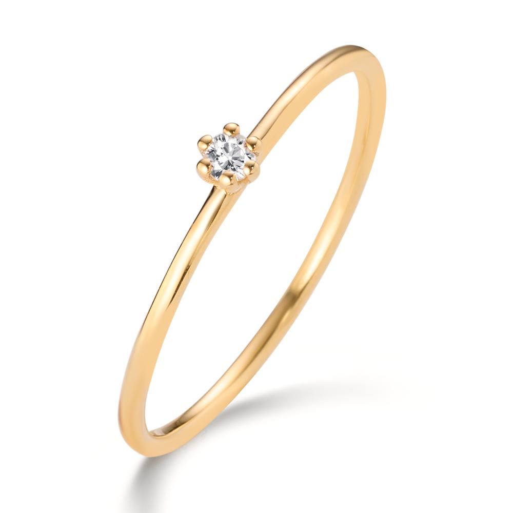 Solitär Ring 585/14 K Gelbgold Diamant 0.034 ct, w-si